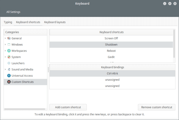 Key Binding Menu